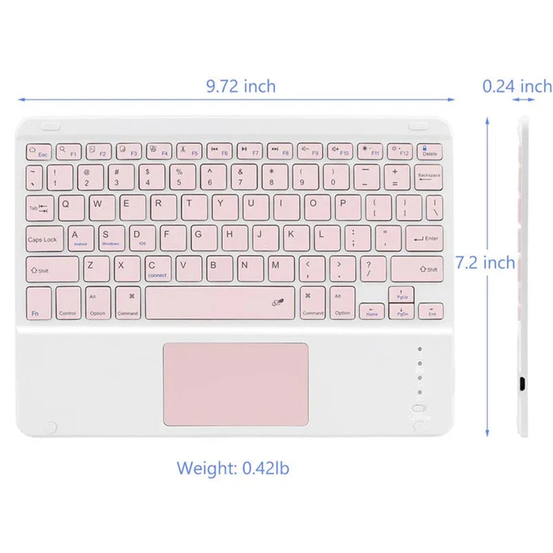 Teclado Recarregável Bluetooth 10 Polegadas Espanhol Inglês Para Tablet e Notebook