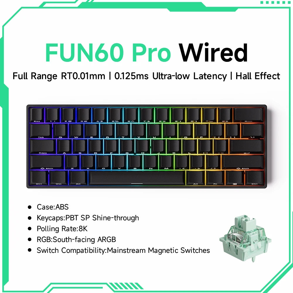 Akko MonsGeek FUN60 Teclado Gamer 60 Porcento Interruptor Magnético Gatilho 0.01mm