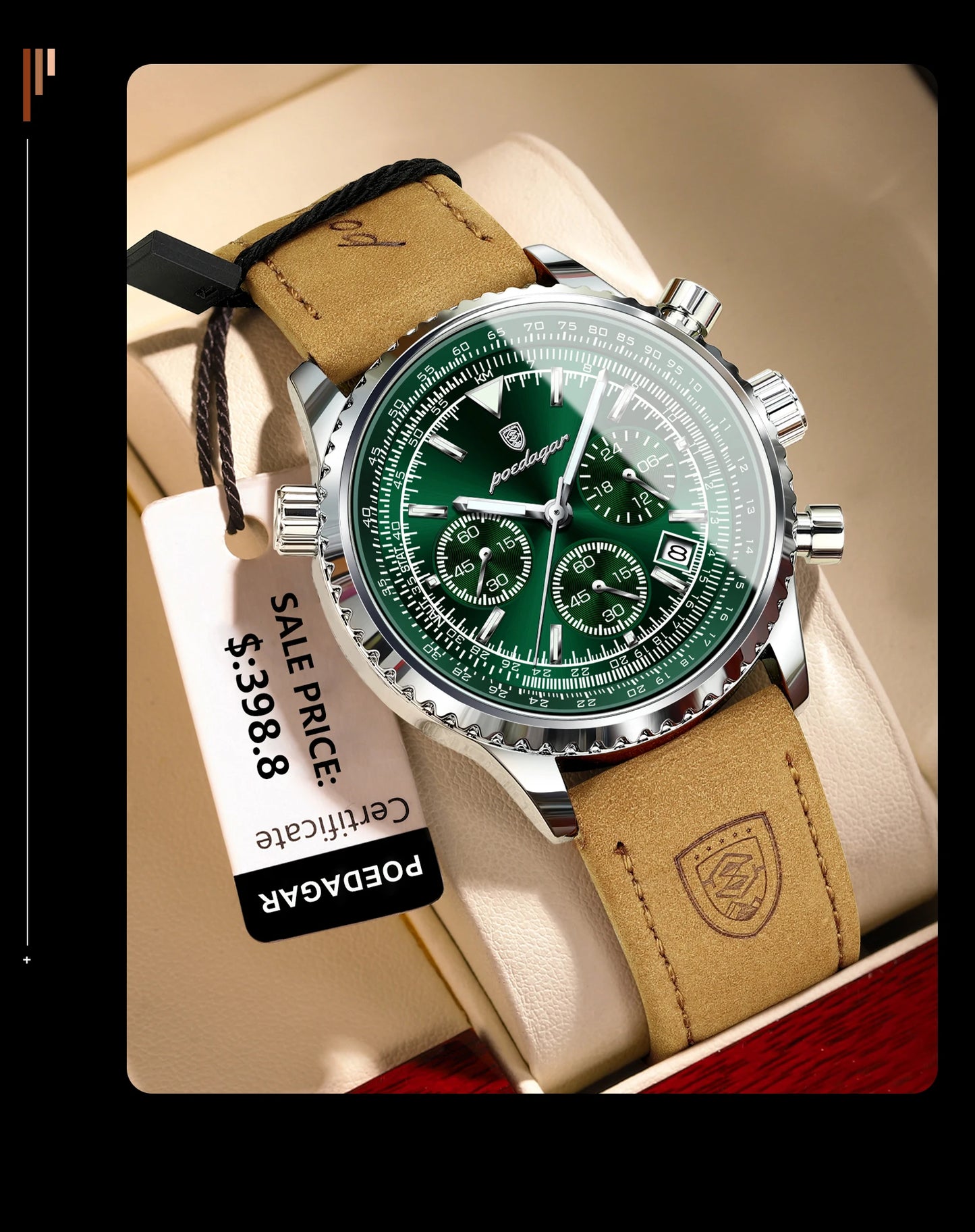 Relógio Masculino de luxo, POEDAGAR, de aço inoxidável, com design moderno, perfeito para os homens que modernos mas que não perderam a masculinidade.