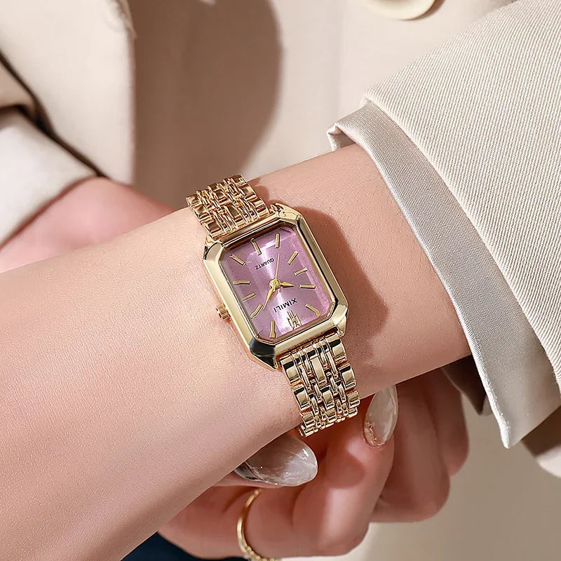 Relógio de Aço Feminino Design Moderno e Fino Presente Perfeito para o Dia a Dia