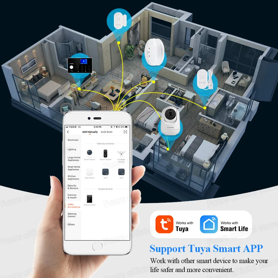Câmera WiFi 4K 8MP Tuya Smart com Rastreamento Automático e Visão Noturna para Segurança Residencial