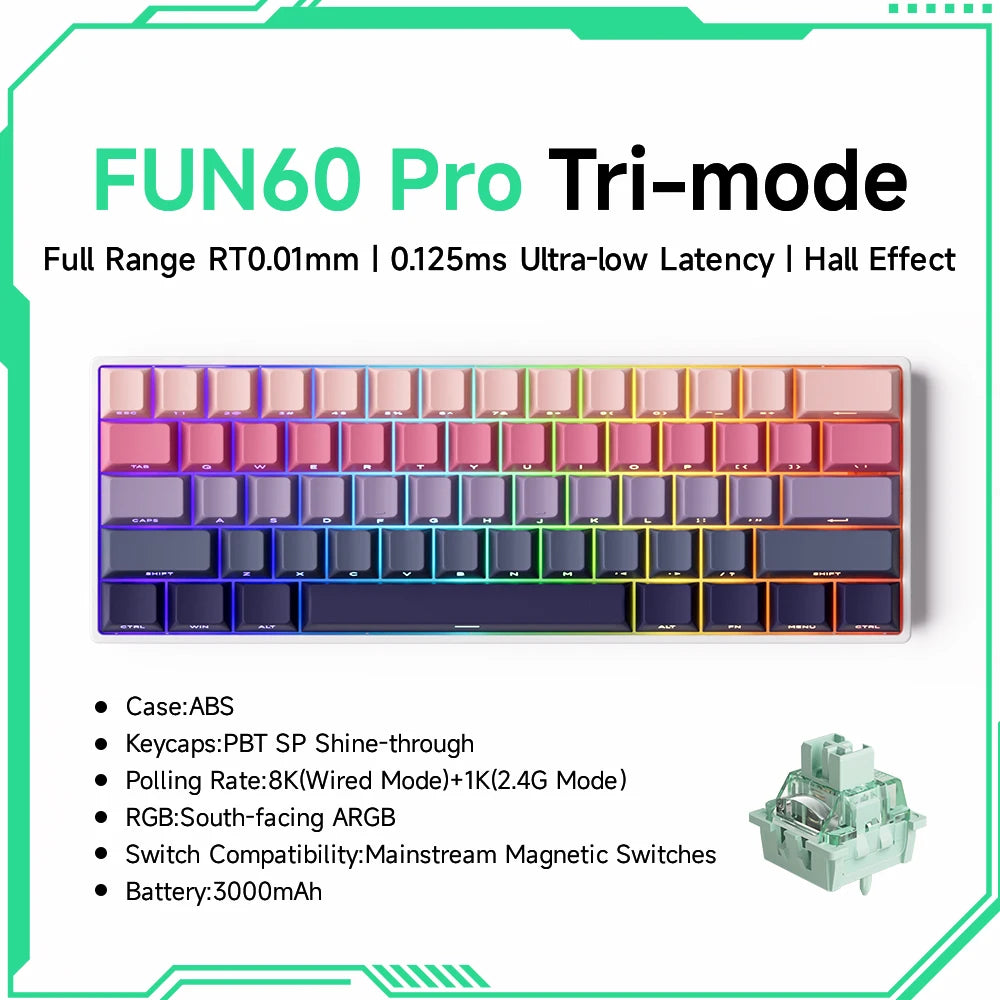 Akko MonsGeek FUN60 Teclado Gamer 60 Porcento Interruptor Magnético Gatilho 0.01mm