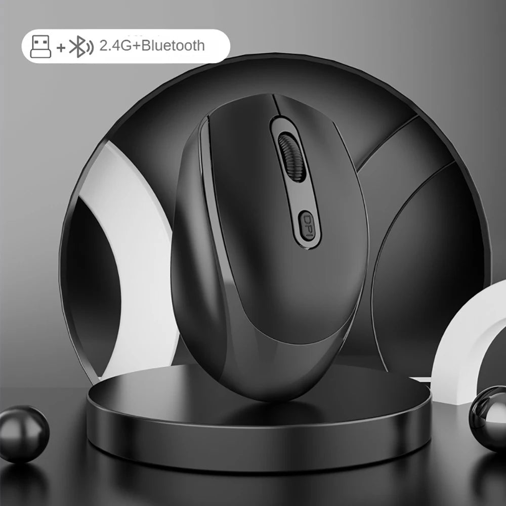 Mouse Ergonômico Sem Fio Silencioso Modo Duplo Recarregável para PC e Gaming