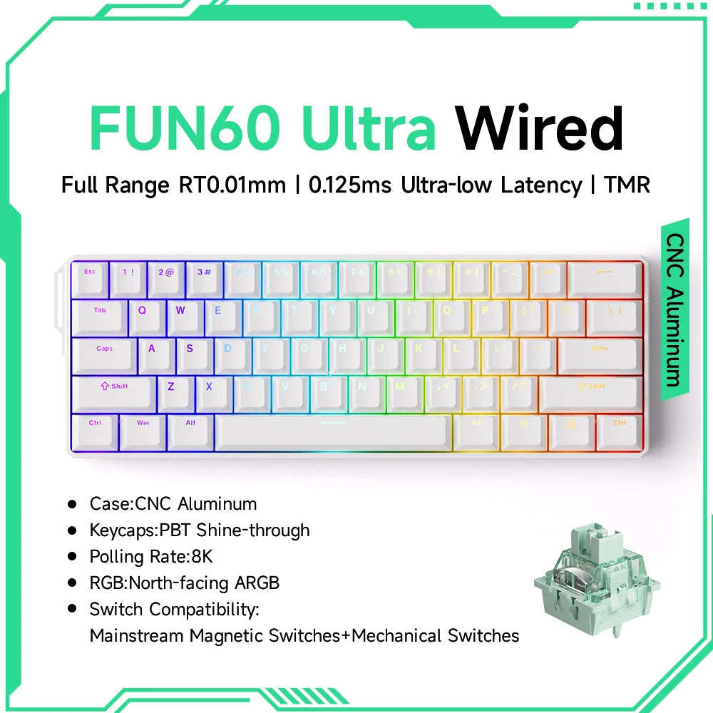 Akko MonsGeek FUN60 Teclado Gamer 60 Porcento Interruptor Magnético Gatilho 0.01mm