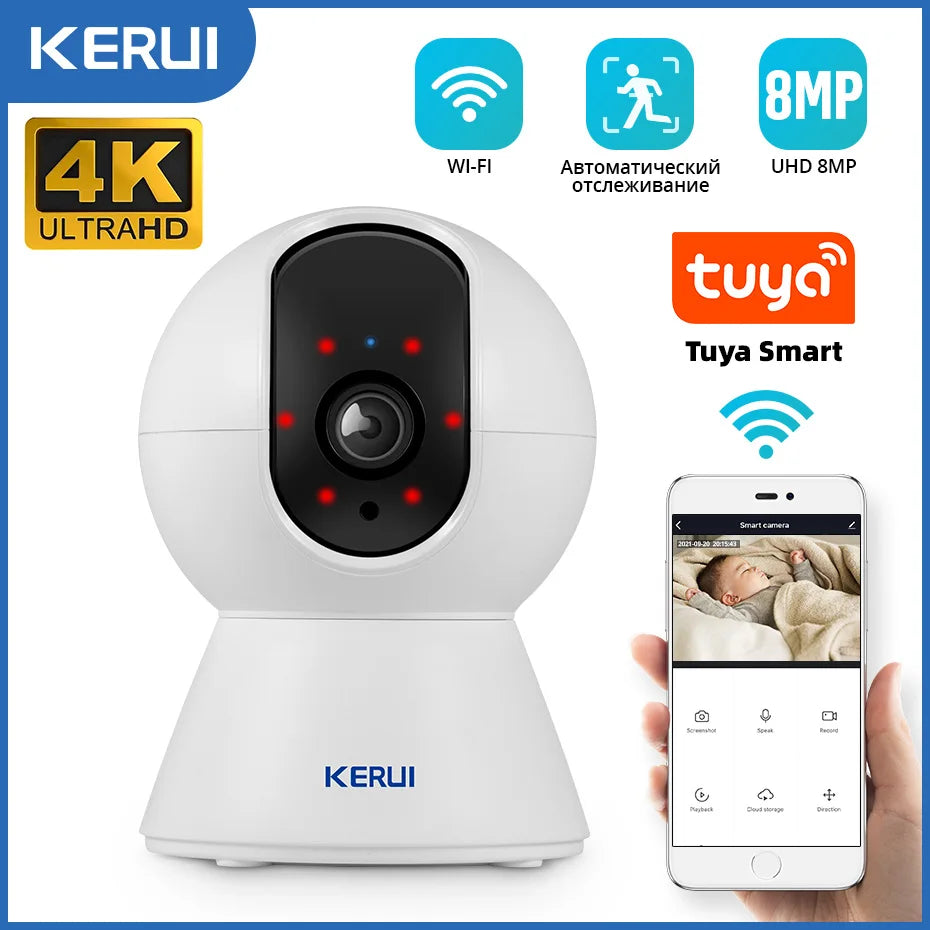 Câmera de Segurança WiFi Tuya 5MP 8MP 4K com Função de Rastreamento Automático